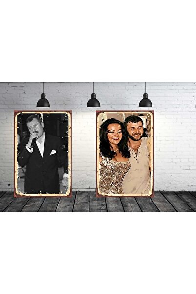 TAKIFİX Azer Bülbül Oya Aydoğan Seti 2 Adet 20x30 Cm Retro Ahşap Tablo