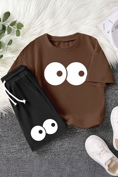 MYADA New Season Confused Eyes Printed 2-Piece Children's Suit 22561