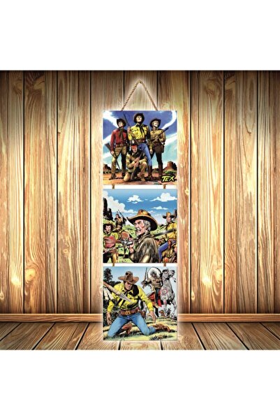 hazalshop Τριπλή ρετρό ξύλινη αφίσα με σχέδιο Cowboy Ü346