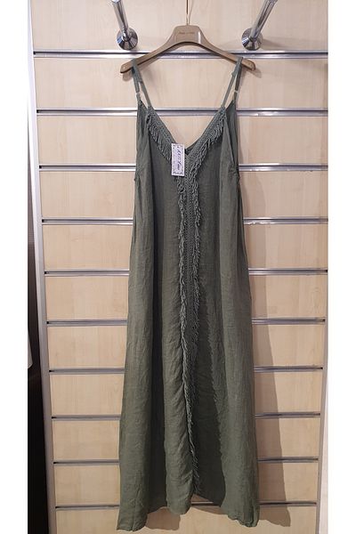 Park Moda Μακρύ λινό φόρεμα με λεπτομέρεια με φούντα