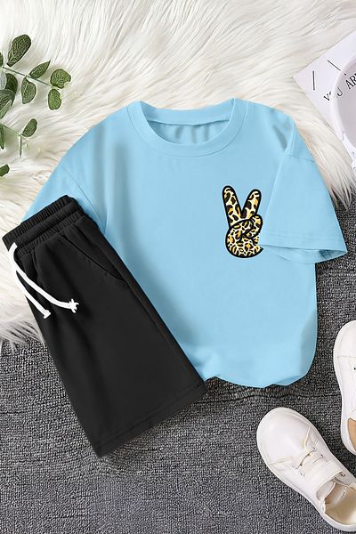 MYADA Set pentru copii Peace Leopard Printed din 2 piese