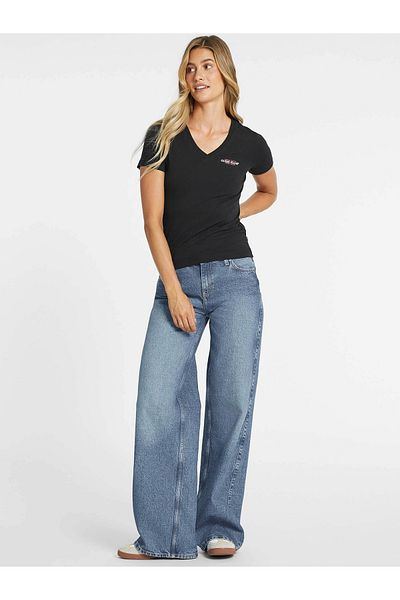 Guess Jeans Ss Vn Slim Mini a Women's Black T-Shirt W4Yi23J1314-Jblk