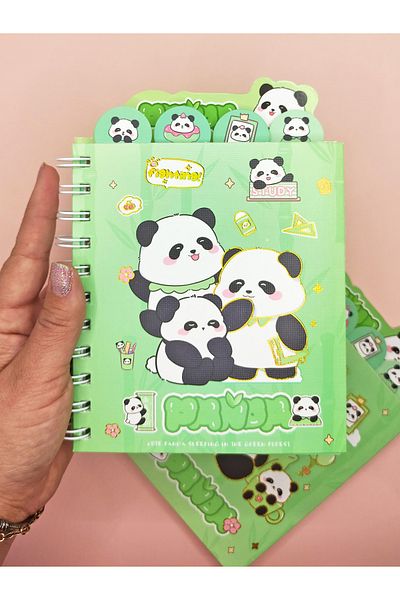 Limmy A5 Notepad with Cute Panda Bookmark (14X18 cm) - Panda Family