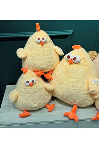 onestophub Sevimli Peluş Tavuk Oyuncak Yumuşak Dolgulu Komik Tüylü Civciv Sarı Renk 45 CM Hediye & Dekor