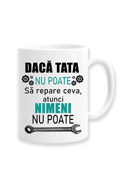 OEM Cană albă personalizată „dacă tata nu poate repara ceva...”, Inovatix®. 330ml