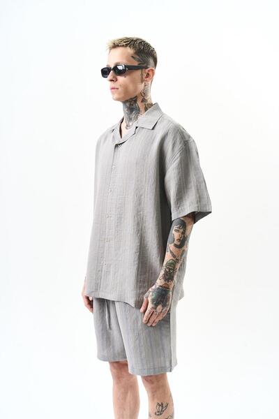 Respire Gray Men's Oversize Verona Short Sleeve Shirt