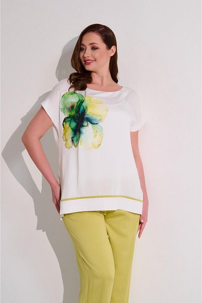 DE WHITES Plus Size Printed Short Sleeve Bluz