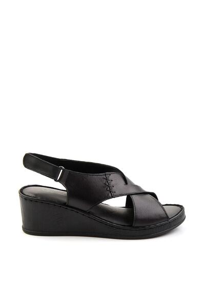 Bambi Siyah Leather Kadın Sandalet K05552001203