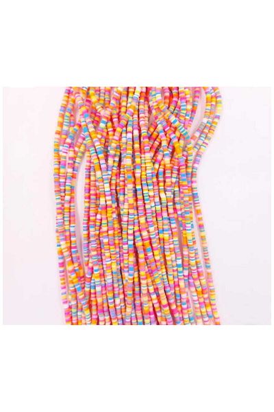 yiğit aksesuar 4 mm 5 Strand Round Dough Fimo Mixed Fimo Beads