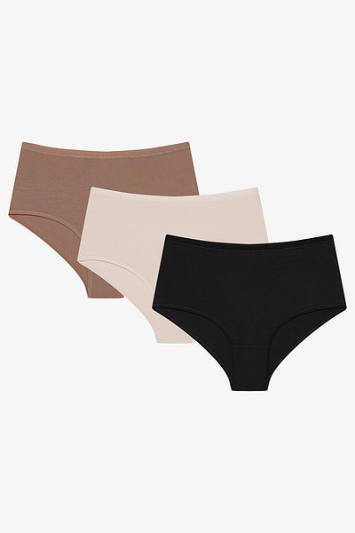 Penti Skin Tones 3-teiliges, mehrfarbiges Slip-Höschen mit hoher Taille