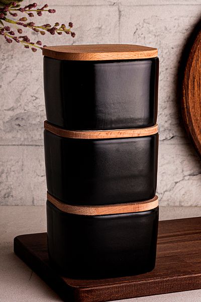 Snippy Luma Soft Black Wooden Vacuum 300ml Ceramic Bowl with Rosewood
