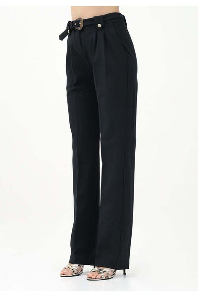 Versace Women's Cotton Regular Leg Pocket Black Trousers 78Haa111N0356-899