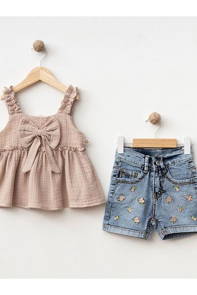 Cherrys Bebek Collar Bouquet Shorts Bottom Top Set