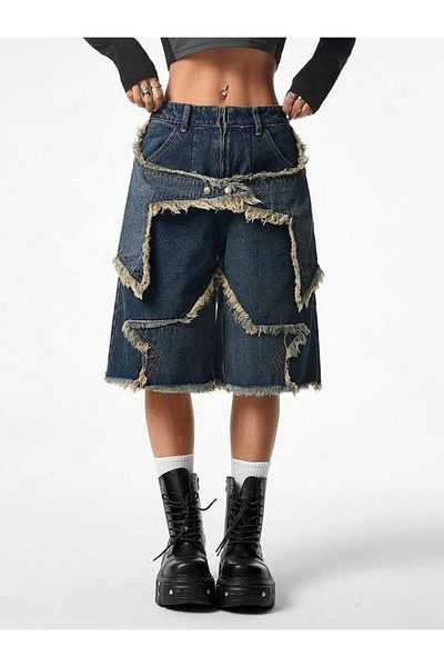 Gofeel Dámské šortky Stars Patch Detailed Denim Pants