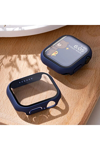 PSGT Apple Için Temperli Cam + Kapak Izle Vaka 44MM Ekran Koruyucu Apple Izle Aksesuarları