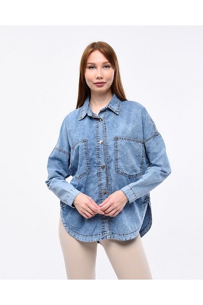 SOLİS MODA Cămașă de blugi largi de damă
