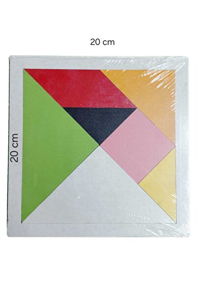 Elif İş Eğitimi EKONOMİK AHŞAP TANGRAM 7 PARÇA 20x20 cm büyük boy (asortili r...