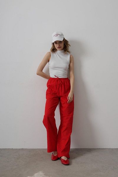 Moka Shopin Mokashopin Tie Waist Brode Trousers - Red