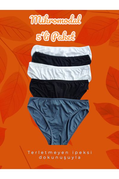 PİJAMORE Chiloți anti-transpirație bikini pentru femei, pachet de 5 modal super moi și elastic