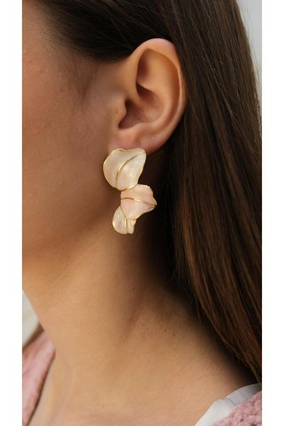 Jerie Gold Plate Colorful Enamel Flower Earrings