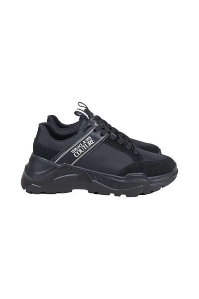 Versace Men's Thick Rubber Sole Black Shoes with Contrast Detail 78Ya3Sc2Zsc53-899