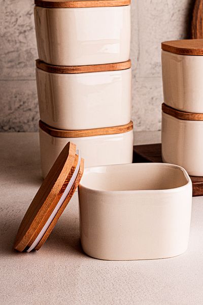 Snippy Luma Soft White Wooden Vacuum Ceramic Breakfast Bowl 300 ml