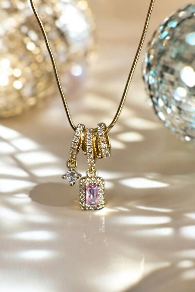 Elifsu Jewelry Aşkı Çekme Baget Zirkon Taşlı Çelik Kolye