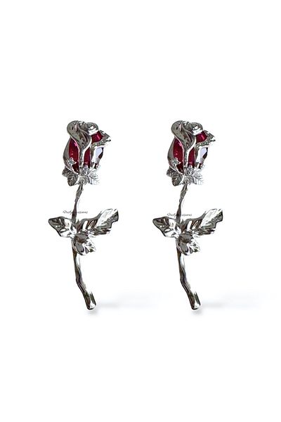neslyaccessories Silver Rose Earrings