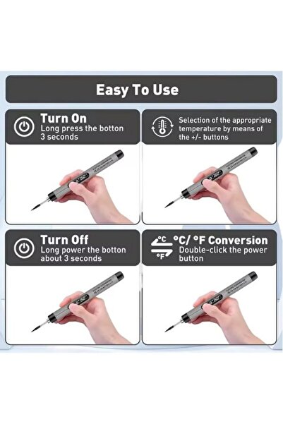 online shopping dsg store Şarjlı Kablosuz Kaliteli Havya Seti Usb Type-c Şarj Hızlı Isınma