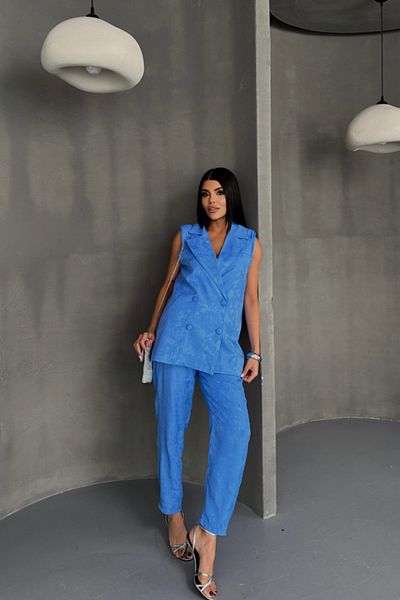 JANES Blue Jacquard Fabric Vest and Pants Set