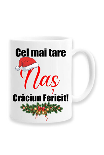 OEM Cană albă personalizată „Cel mai cool nas, Crăciun fericit”, Inovatix®. 330ml