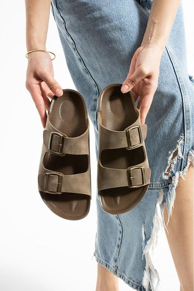 RedPlay Κομψές παντόφλες Unisex Καλοκαιρινές ρυθμιζόμενες διπλές πόρπες Άνετες ελαφριές παντόφλες με ραμμένη σόλα
