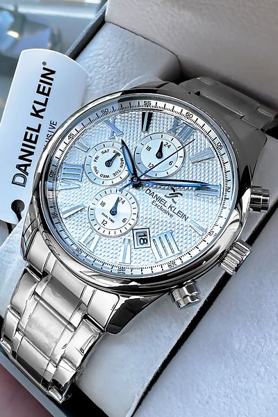 Daniel Klein Exclusive Men's Wristwatch 3 Atm Waterproof Silver Color Steel Band Gift Bracelet Dke2115C5
