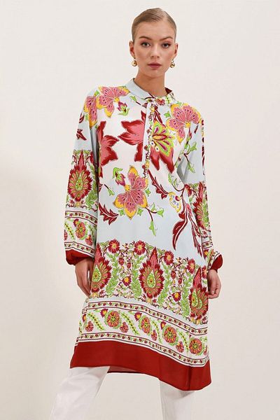 dilmex 5903 Patterned Viscose Dress - Claret Red