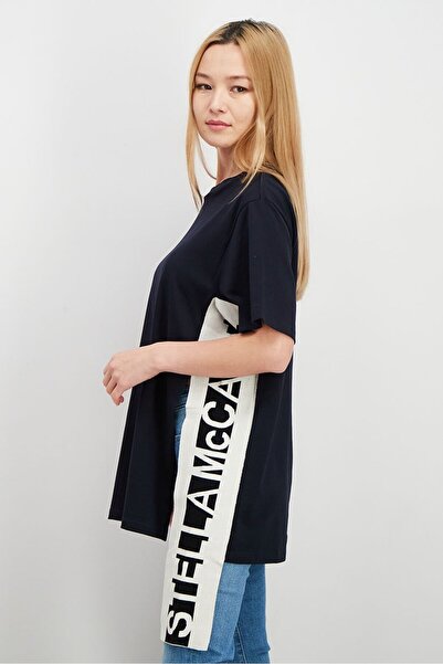 Stella McCartney Women Crew Neck Short Sleeve Textured T-shirt, Navy