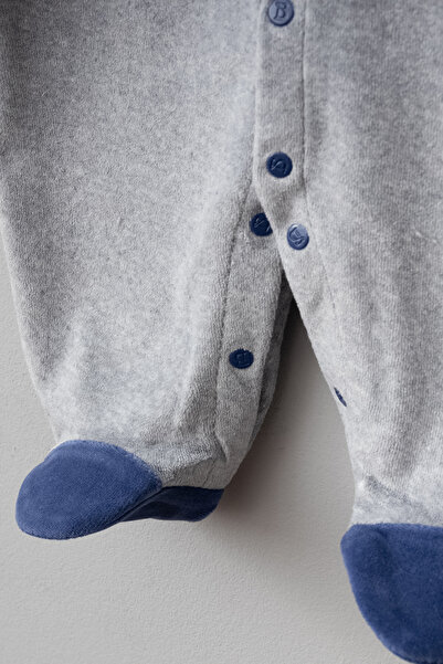 Bebitof Cute Skateboarded Teddy Bear Patterned Cotton Baby Velvet Jumpsuit