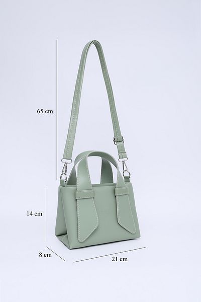 SHAKA Geantă de mână și de umăr încrucișată, verde mentă, din piele artificială SHK60, cu un singur compartiment, cu mâner dublu L:14 E:21 L:8 cm
