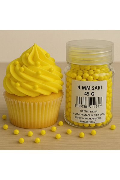 Dr. Gusto Cake Decoration Decorative Dragee Sprinkles 4 mm Yellow 45 Gr