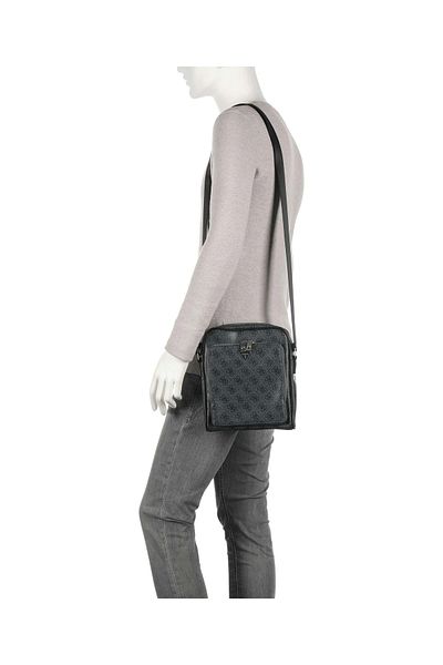 Guess Milano Top Zip Xbdy W Frt Pckt Ανδρική τσάντα ώμου μαύρη Hmmılop4260-bla