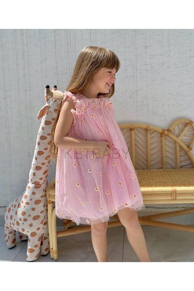 KETBaby Girl's Daisy Embroidered Strap Dress