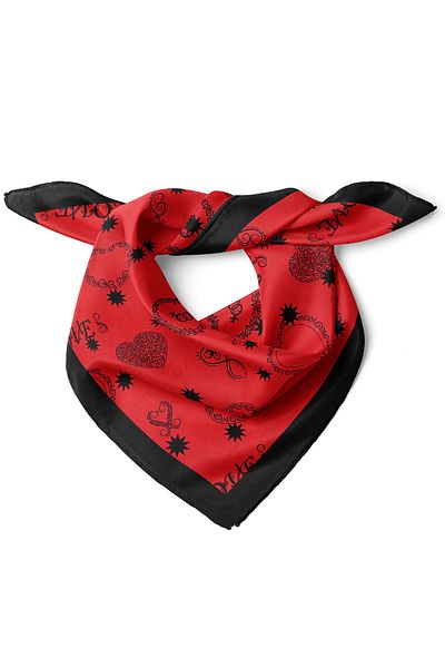 nehir eşarp Heart & Love Written Valentine's Day Special Scarf Bandana 50X50 cm