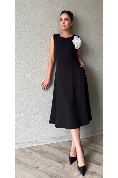 ALVWOMAN Midi Length Brooch Detailed Dress