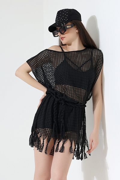 Esberin Tasseled Mesh Pareo