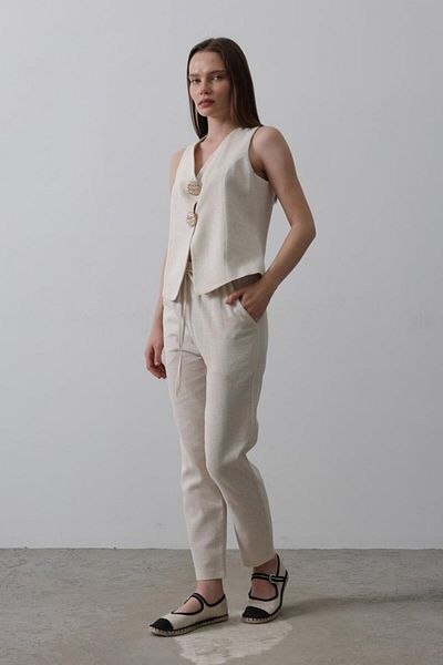 Moda Asmira Button Detailed Vest - Cream