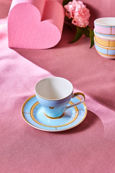 Karaca Talya Coffee Cup and Saucer 90 ml Blue