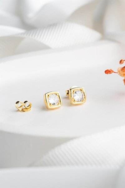 Silvano Jewelry 925 Ayar Gold Zirkon Taşlı Gümüş Küpe