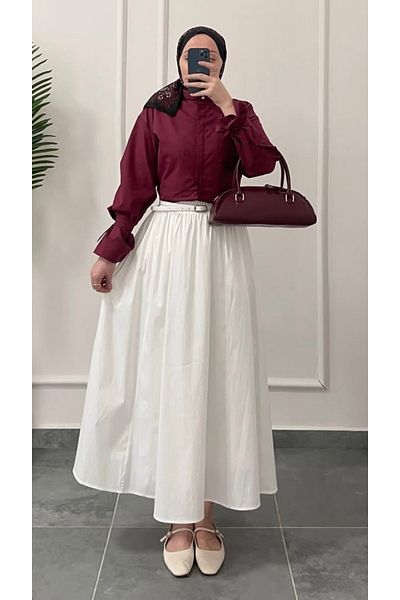 nizzell Women's Comfortable Fit Poplin Skirt with Pockets – Hijab Compatible Summer Piece