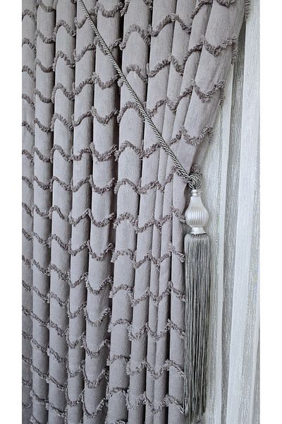 Yuka Gray Panel Fen Curtain, Luxury Heavy Weight Single Wing 1/3 Dense Pleated