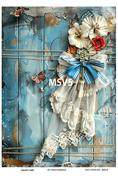 LİNEART Vintage Mavi Seri Pirinç Dekopaj Kağıdı 30x42cm No:msv5