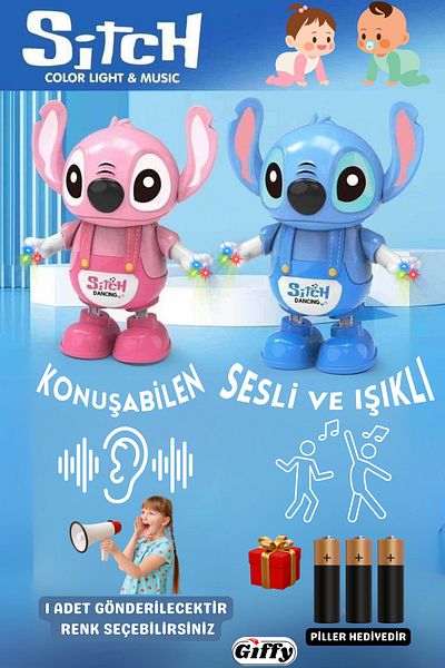 giffy Toy Talking Sound Light Battery Operated Lilo and Stitch (with Battery Gift) Educational Tutorial Activity Game